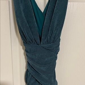 Chloe Dao Elegant Teal Backless Maxi Dress Size S NWOT